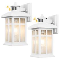 Juego de 2 Lámparas de Pared para Exterior Brilvibera con Sensor de Movimiento, Color Blanco