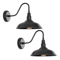 Juego de 2 Lámparas de Pared para Exterior GOALPLUS 25x37 cm Negras Estilo Granero