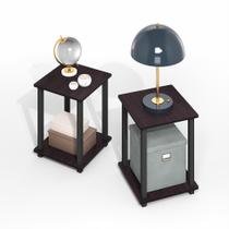 Juego de 2 Mesas Laterales Furinno Simplistic en Color Moca Oscuro