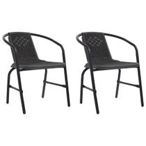 Juego de 2 Sillas Apilables para Restaurante de Interior y Exterior SKM, Sillas de Patio con Ratán de Plástico y Acero, Capacidad Máxima 110 kg