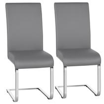 Juego de 2 Sillas de Comedor Yaheetech Modernas de Cuero Sintético en Gris Claro Juego de 2 Sillas de Comedor Yaheetech Modernas de Cuero Sintético en Gris Claro