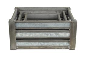 Juego de 3 Cajas de Almacenamiento Cheung en Metal Gris Lavado sobre Madera Juego de 3 Cajas de Almacenamiento Cheung en Metal Gris Lavado sobre Madera