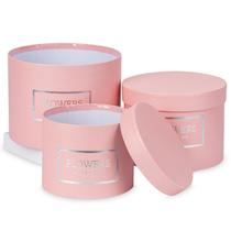 Juego de 3 Cajas Regalo Redondas GnFlus Rosa 19x14 cm