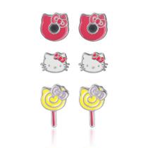 Juego de 3 pares de aretes Hello Kitty con licencia oficial