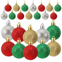 Juego de 36 bolas navideñas JULMELON con glitter de 4 cm