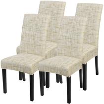 Juego de 4 Fundas Elásticas Beige para Sillas de Comedor SearchI Juego de 4 Fundas Elásticas Beige para Sillas de Comedor SearchI