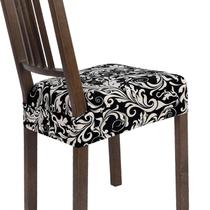 Juego de 4 Fundas Elásticas para Sillas de Comedor en Negro con Diseño Floral Juego de 4 Fundas Elásticas para Sillas de Comedor en Negro con Diseño Floral