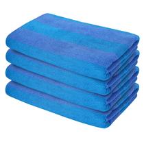 Juego de 4 Toallas de Playa y Piscina Organix Grandes a Rayas Multicolor 36"x72" - Toallas de Algodón 100% Suaves y Altamente Absorbentes para Adultos - Lujo en Piscina en Turquesa/Azul Cielo