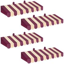 Juego de 4 toldos de cartón a rayas púrpura y beige de 60 cm Boao