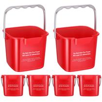 Juego de 6 Cubos Cuadrados Sanitizantes de Plástico Rojo de 6 Cuartos Juego de 6 Cubos Cuadrados Sanitizantes de Plástico Rojo de 6 Cuartos