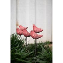 Juego de 6 estacas para plantas con pájaro rojo KALALOU Juego de 6 estacas para plantas con pájaro rojo KALALOU