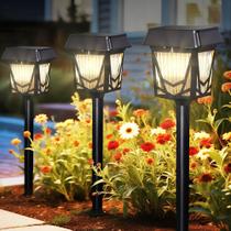 Juego de 6 luces solares para camino Roxicosly impermeables con carga tipo C