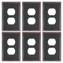 Juego de 6 placas para interruptor Treewell 1 módulo en metal acabado bronce envejecido