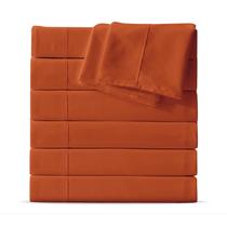 Juego de 6 Sábanas Planas Queen Size Maple&Stone Color Naranja Quemado Juego de 6 Sábanas Planas Queen Size Maple&Stone Color Naranja Quemado