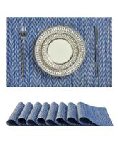 Juego de 8 Manteles Individuales Leetaltree Azules con Zigzag Resistentes al Calor