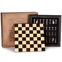 Juego de Ajedrez AMEROUS con Tablero de Madera de 12.5" y Piezas Metálicas