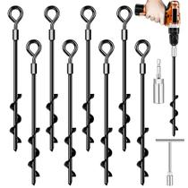 Juego de Anclajes de Tierra Pamofuper para Trampolín, Tienda de Campaña, etc. (8x14 cm)