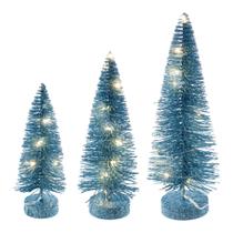 Juego de Árboles de Cepillo de Botella Vickerman Azul Bebé con Luz 20-25-30 cm Juego de Árboles de Cepillo de Botella Vickerman Azul Bebé con Luz 20-25-30 cm