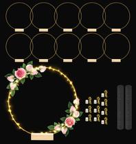 Juego de Aros Florales de Metal Hollyfly 12" Dorados, Paquete de 10 con Luces LED