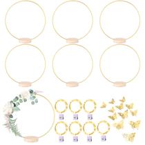 Juego de Aros Florales de Metal MJRASG 7 Unidades de 35.5 cm con Luces LED Juego de Aros Florales de Metal MJRASG 7 Unidades de 35.5 cm con Luces LED
