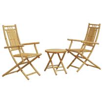 Juego de Bistro vidaXL de Muebles de Patio de Bambú Plegable de 3 Piezas Juego de Bistro vidaXL de Muebles de Patio de Bambú Plegable de 3 Piezas