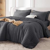 Juego de Cama MUXHOMO Queen Conforter 7 Piezas Gris Oscuro Juego de Cama MUXHOMO Queen Conforter 7 Piezas Gris Oscuro