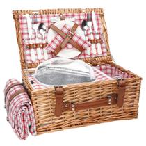 Juego de Canasta de Picnic TwentyNext de Mimbre para 2 con Manta Roja Juego de Canasta de Picnic TwentyNext de Mimbre para 2 con Manta Roja