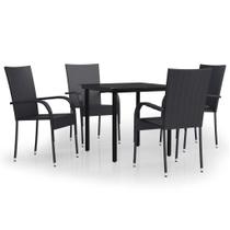 Juego de comedor para patio Casafoyer de 5 piezas negro con mesa y sillas Juego de comedor para patio Casafoyer de 5 piezas negro con mesa y sillas