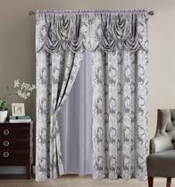 Juego de Cortinas GLORY RUGS Jacquard Lujo 137x213 cm Gris Plata Juego de Cortinas GLORY RUGS Jacquard Lujo 137x213 cm Gris Plata