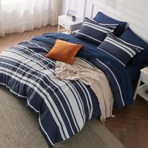 Juego de Edredón Bedsure California King 7 Piezas Rayas Azules