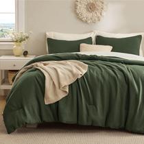 Juego de edredón Bedsure con tejido de waffle en verde oscuro para cama matrimonial, 3 piezas Juego de edredón Bedsure con tejido de waffle en verde oscuro para cama matrimonial, 3 piezas