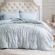 Juego de Edredón Bedsure King Size Azul Polvoriento Boho de 3 Piezas