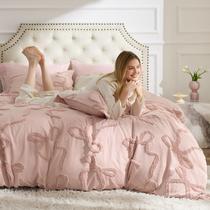Juego de Edredón Bedsure King Size Rosa Rosado Boho Acolchado 3 Piezas