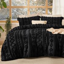 Juego de Edredón Bedsure Tufted Boho tamaño Queen negro, 3 piezas Juego de Edredón Bedsure Tufted Boho tamaño Queen negro, 3 piezas