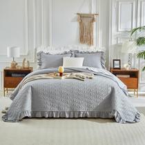 Juego de Edredón con Volantes UOZZI BEDDING Queen 244x244cm Gris 3 Piezas