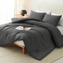 Juego de Edredón CozyLux Queen Microfibra Gris Oscuro 3 Piezas