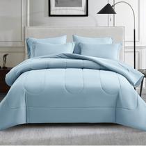 Juego de Edredón Maple&Stone Tamaño Full con 7 Piezas Azul Claro Juego de Edredón Maple&Stone Tamaño Full con 7 Piezas Azul Claro
