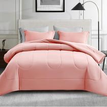 Juego de Edredón Maple&Stone Tamaño Queen con Sábanas 7 Piezas Rosa/Gris