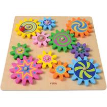 Juego de Engranajes Giratorios Constructive Playthings con Base de Madera de 30 cm Juego de Engranajes Giratorios Constructive Playthings con Base de Madera de 30 cm