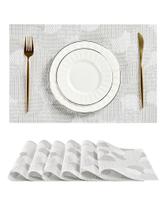 Juego de individuales Leetaltree blancos de vinilo PVC resistente al calor, 6 piezas