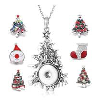 Juego de joyería Lovglisten con collar de árbol de Navidad de botón a presión 18mm Juego de joyería Lovglisten con collar de árbol de Navidad de botón a presión 18mm