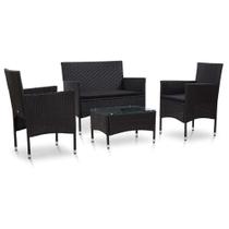 Juego de Lounge de Jardín Casafoyer de Polirratán Negro 4 Piezas