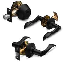 Juego de Manijas de Palanca para Puerta de Entrada Berlin Modisch Hierro Negro