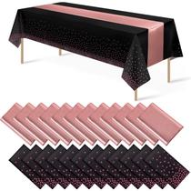 Juego de Manteles MASHAN 12 Negro Dorado Rosado 137x274 cm