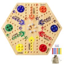 Juego de mesa googgoing con canicas, doble cara, madera 38x33 cm