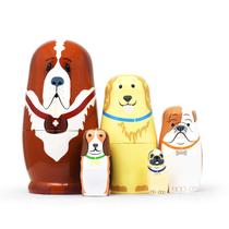 Juego de Muñecas Rusas de Animales de Madera GRPSKCOS, Set de 5