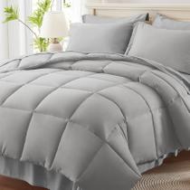 Juego de ropa de cama Anluoer tamaño California King color gris claro 7 piezas Juego de ropa de cama Anluoer tamaño California King color gris claro 7 piezas