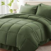 Juego de ropa de cama Anluoer tamaño California King verde oliva 7 piezas