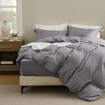 Juego de ropa de cama Bedsure con funda nórdica y sábana ajustable Queen gris