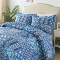 Juego de Ropa de Cama HoneiLife King 3 piezas Microfibra Rústica Azul Juego de Ropa de Cama HoneiLife King 3 piezas Microfibra Rústica Azul